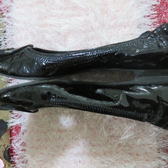 TORY BURCH Truffle Patent REVA Logo Embossed Driving shoes ballet flats sz 6.5 - Picture 5 of 11